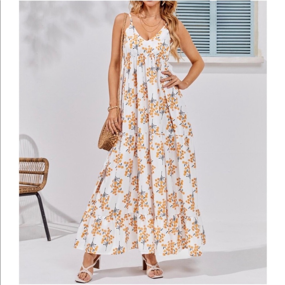 Bohemian Floral Print Cottagecore Maxi Dress - Picture 3 of 6